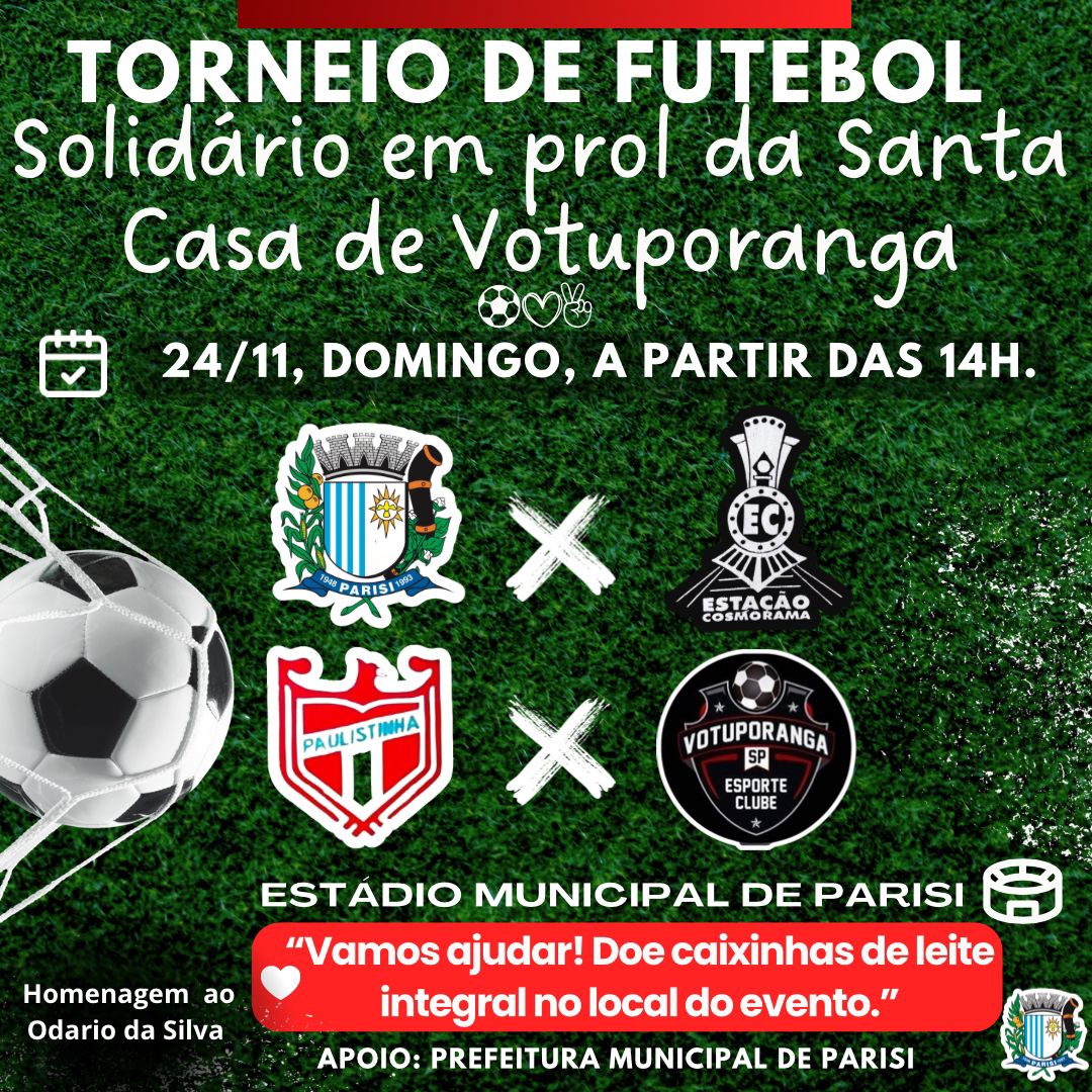 Torneio de Futebol Solidário será neste domingo
