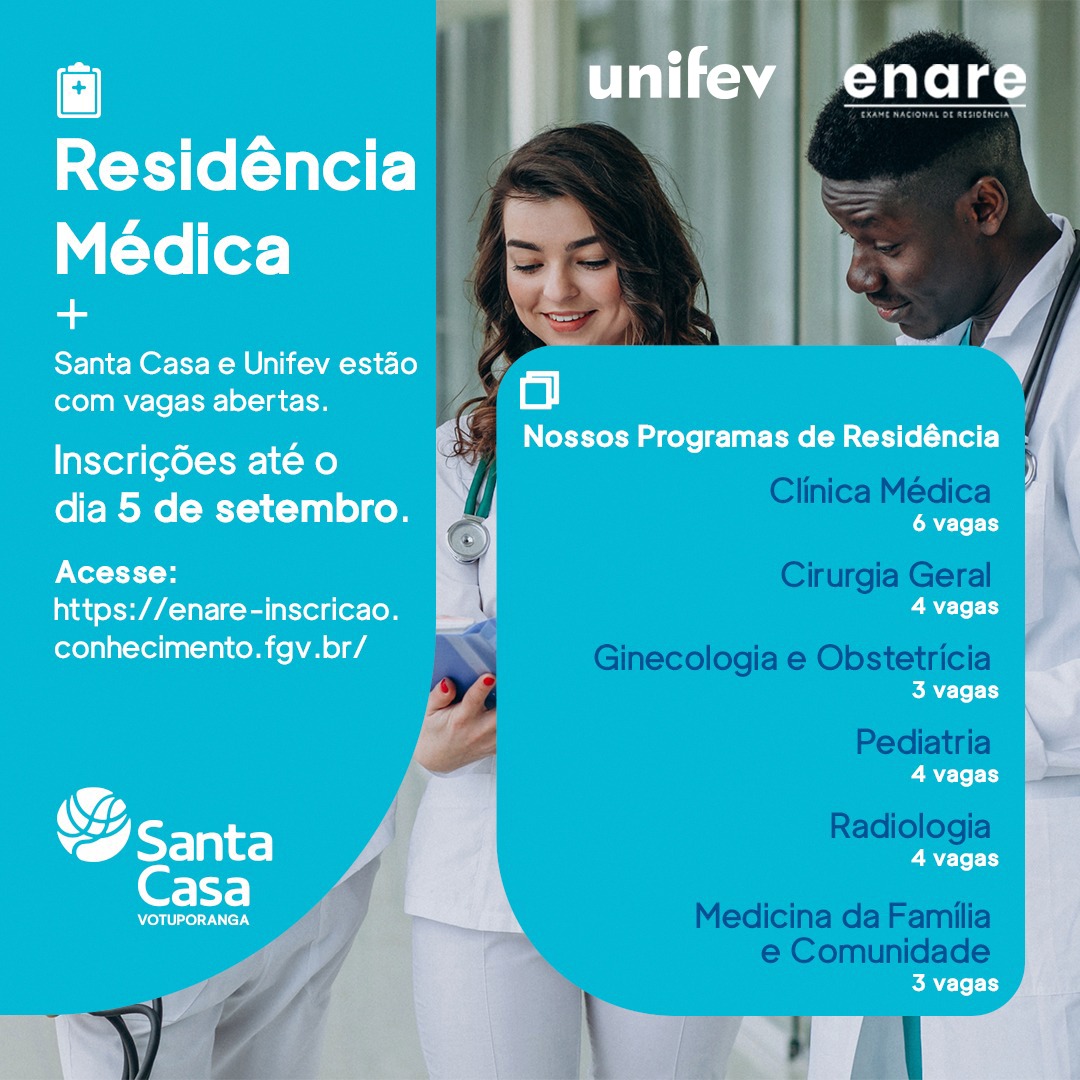 Santa Casa e Unifev abrem Processo Seletivo para Residência Médica